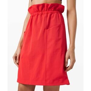 Lululemon Trip Taker Skirt Carnation Red NEW Size 14 Ruffle Paperbag Waist